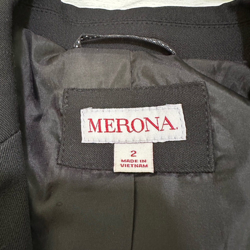 Euc $48 Merona Target Suit Coat Jacket Blazer Career Black Pockets Black 2 XS - Picture 9 of 10
